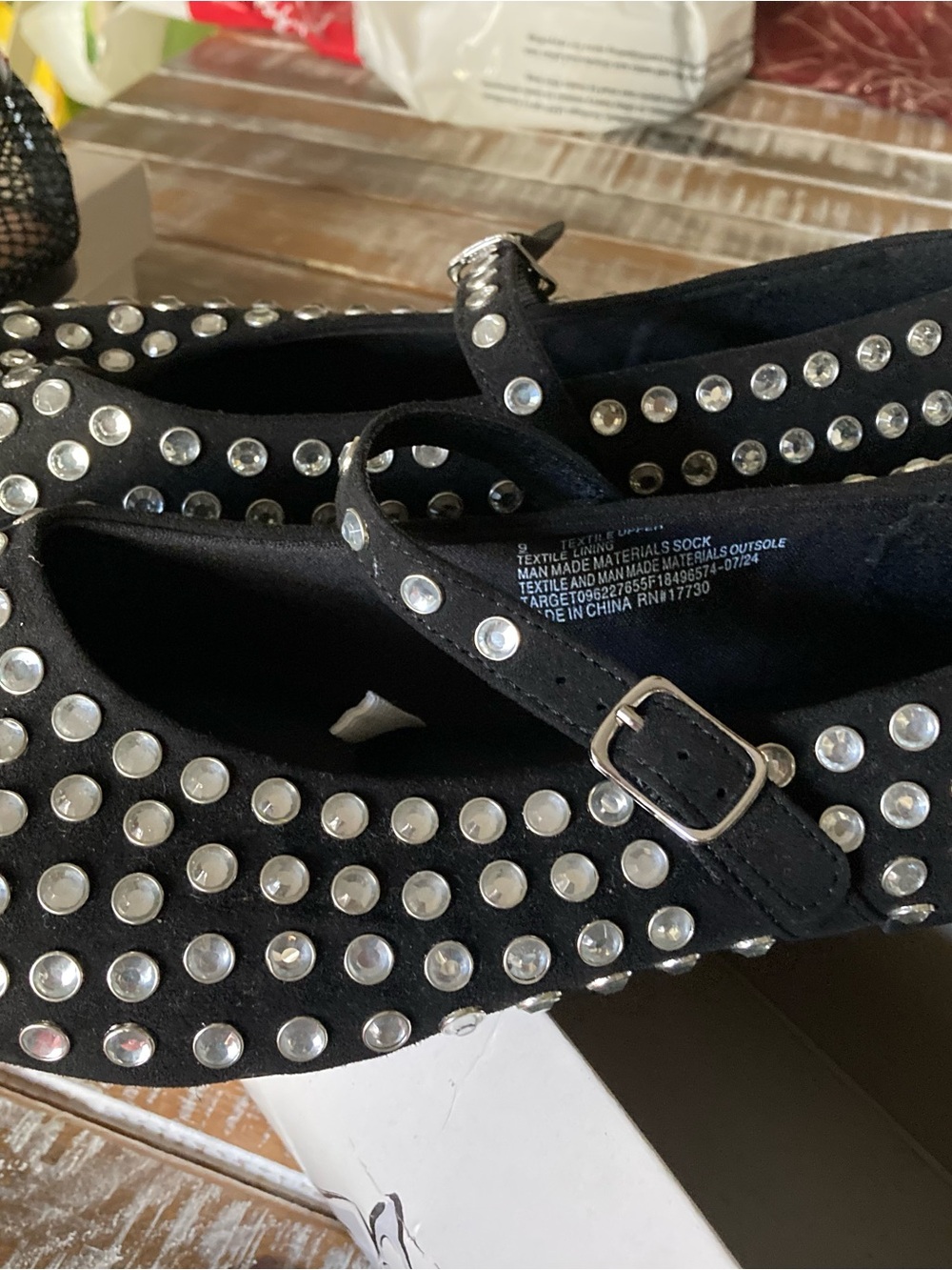 a new day Black Studded Mary Jane Flats with Silver Accents